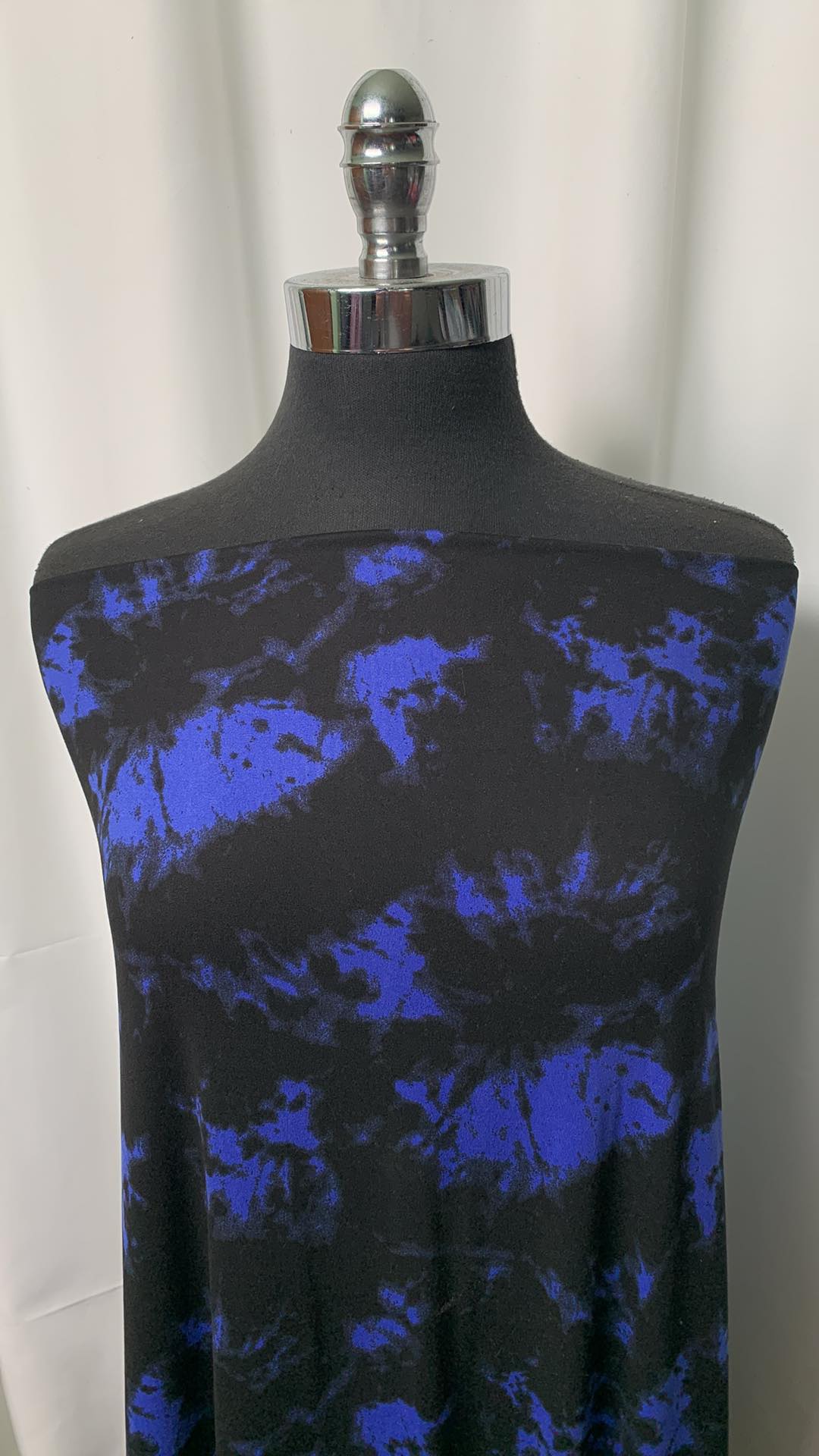 Black/Blue Tie Dye - Double Brushed Poly Spandex - By the Yard
