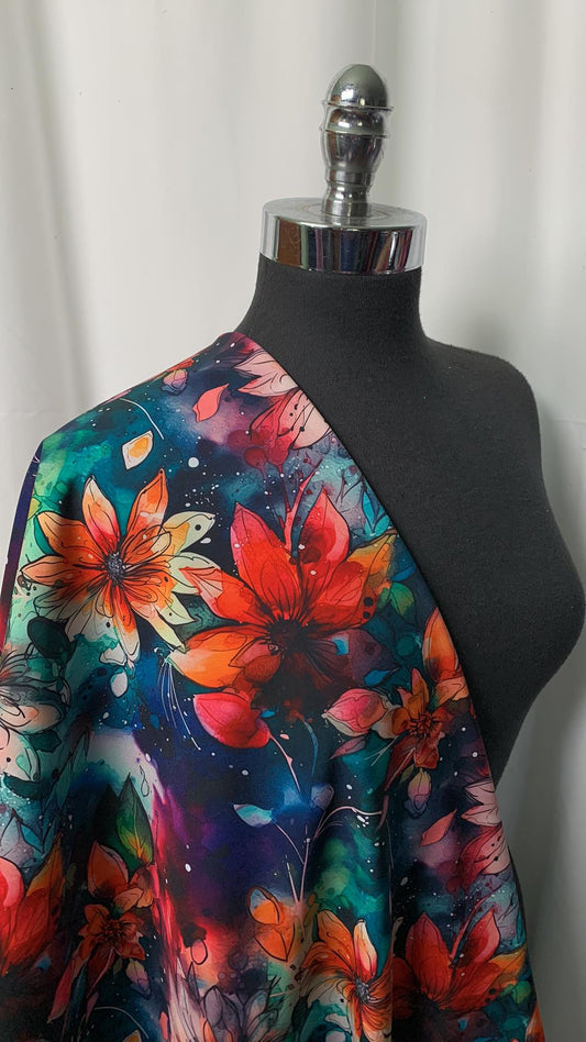Bright Watercolor Floral - Soft Shell - 2 Yard Cut