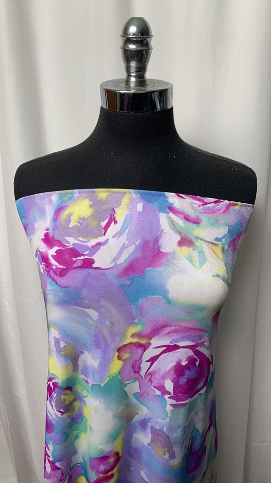 Purple/Blue Floral - ITY - 4 Yard Cut
