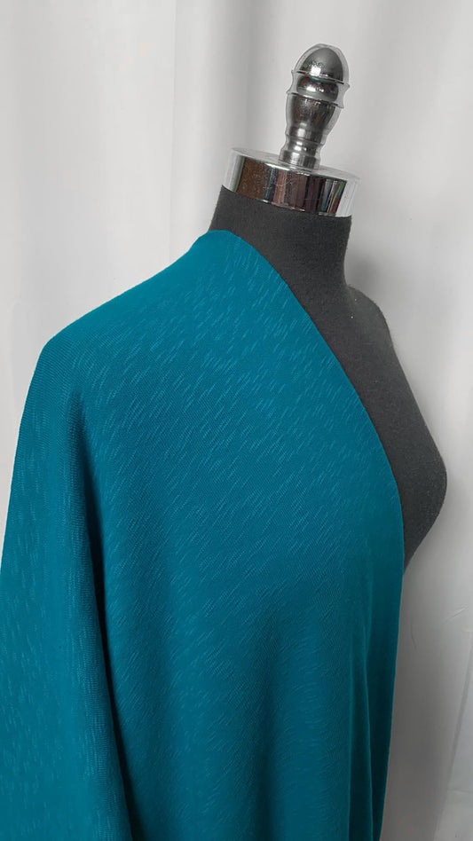 Turquoise - 100% Cotton Heavy Slub Sweater Knit - 2 Yard Cut