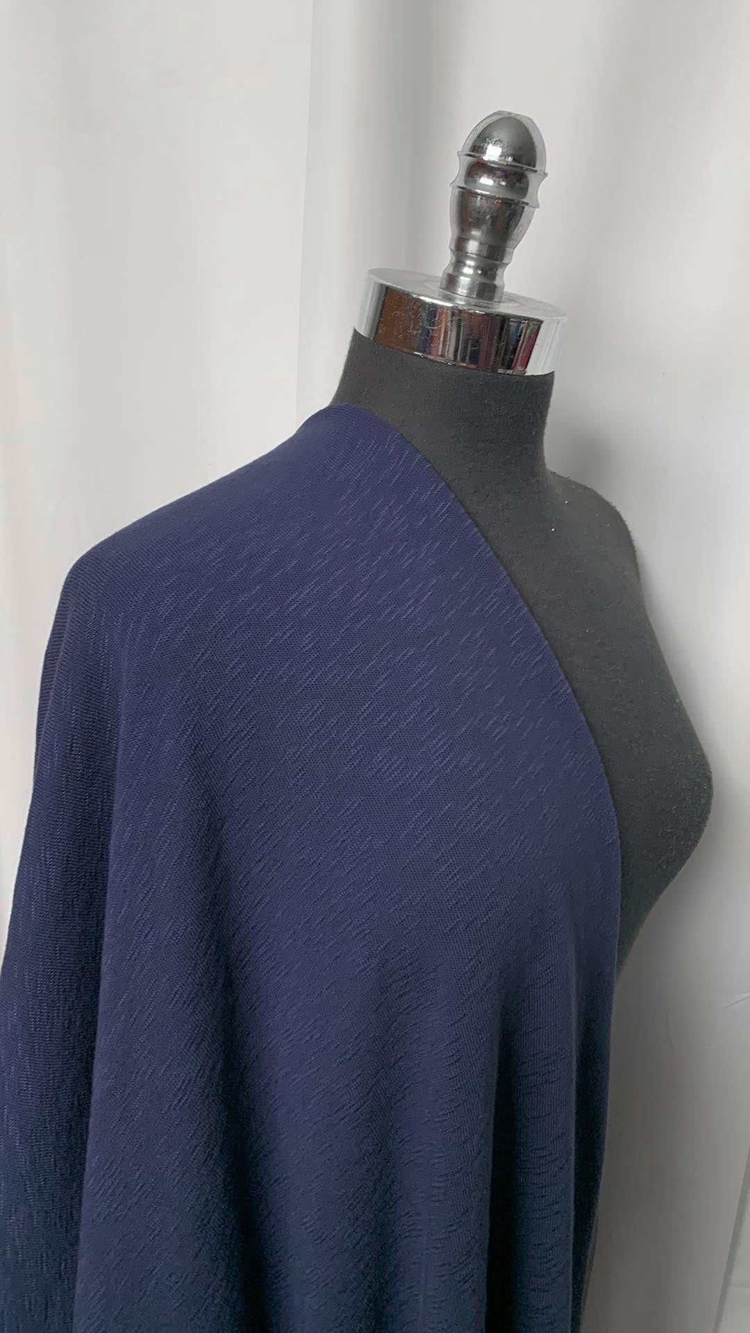 Soft Navy - 100% Cotton Heavy Slub Sweater Knit - 2 Yard Cut