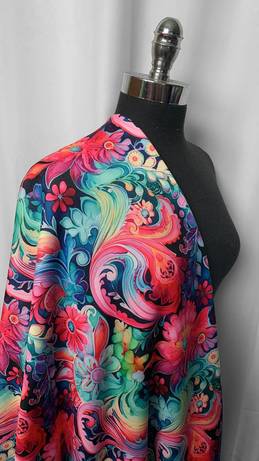 Night Paisley - Poly/Spandex Sweatshirt Fleece - 3 Yard Cut
