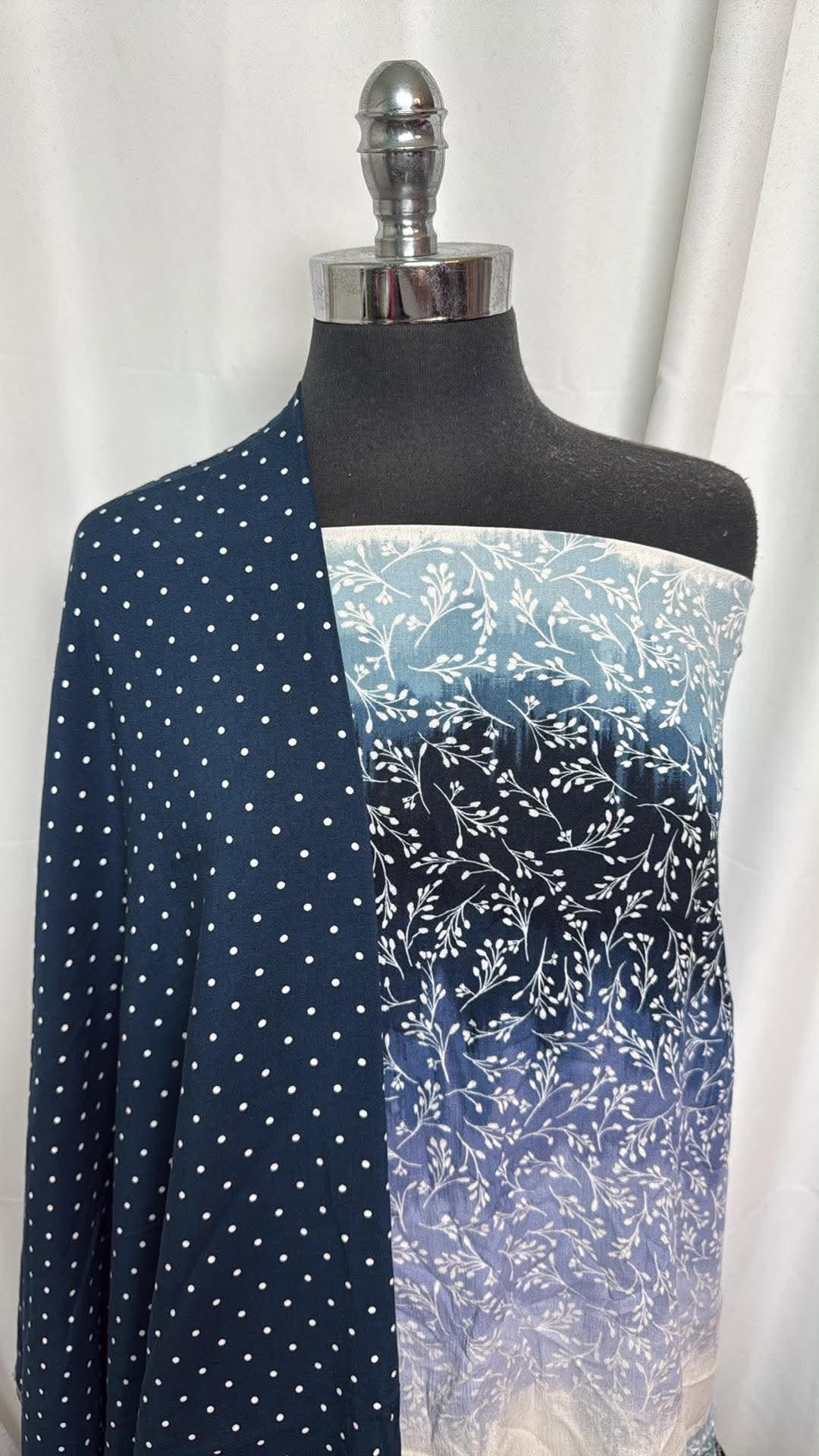 OMBRE/DOT BUNDLE : 2YD Ombre Crinkle Rayon Woven & 2YD Dot Rayon Challis : A30584
