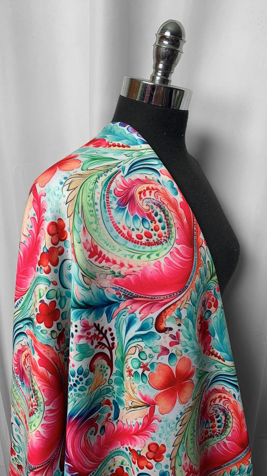 Day Paisley - Poly/Spandex Sweatshirt Fleece - 2 Yard Cut