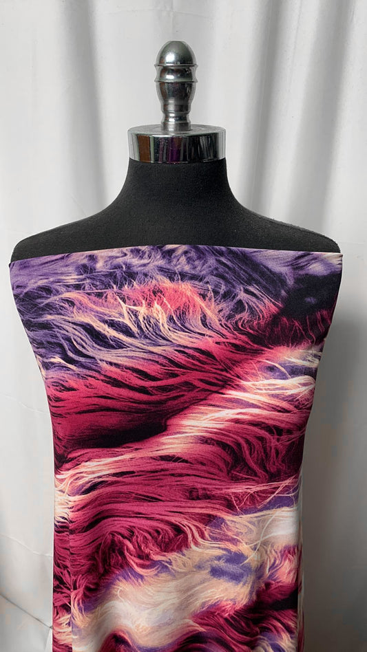 Fuchsia/Purple Fur Print - ITY - 4 Yard Cut