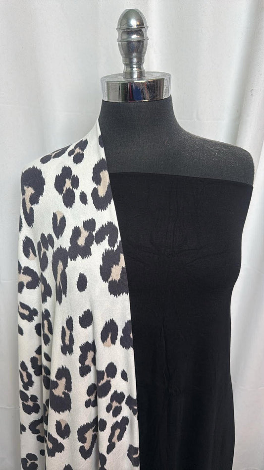 BLACK/IVORY LEOPARD BUNDLE : 2YD Black Modal/Spandex & 2YD Ivory Leopard Oakley SK : A30315