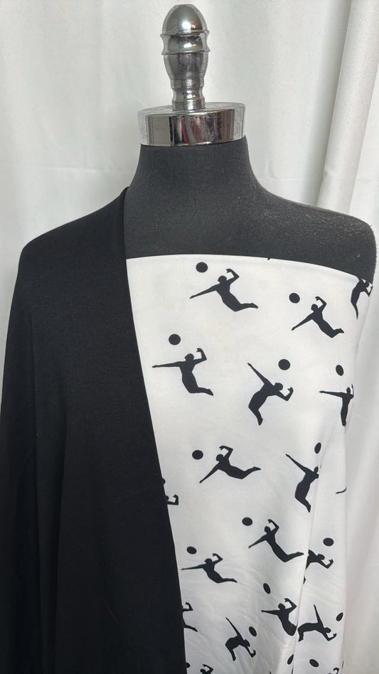 BLACK/WHITE VOLLEYBALL BUNDLE : 30" Cut of Top-Weight PF & 1YD Black PRS FT : A30585