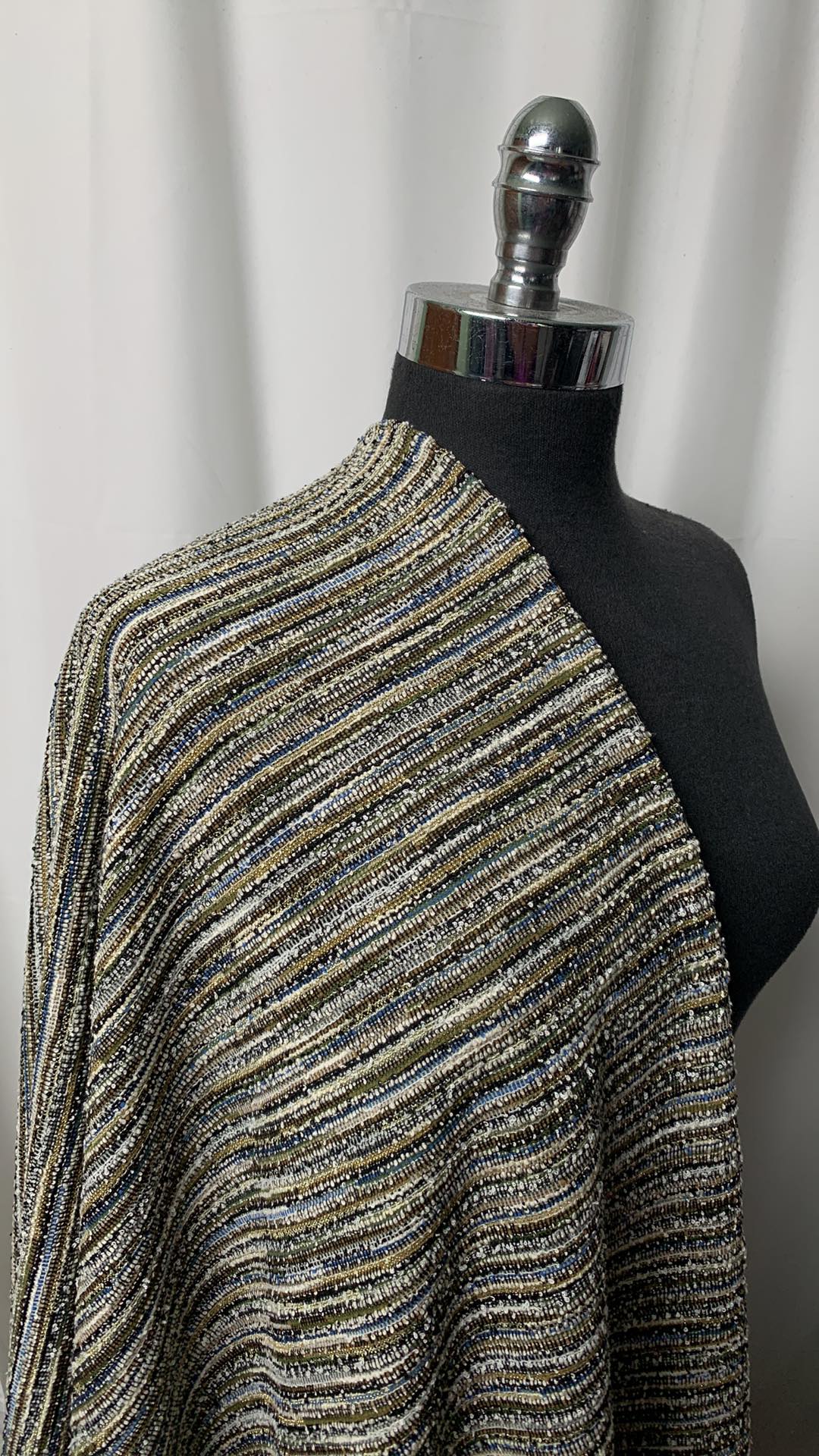 Variegated Stripe - Cotton-Blend Double Knit w/Lurex - 3 Yard Cut