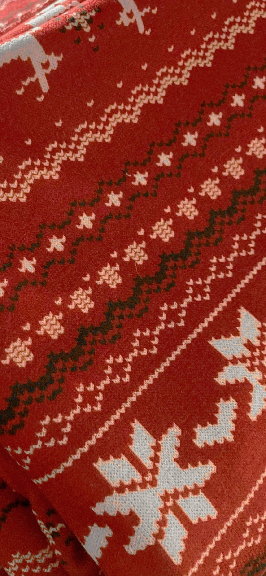 Red Snowflake/Deer Stripe - Hacci Sweater Knit - 2 Yard Cut