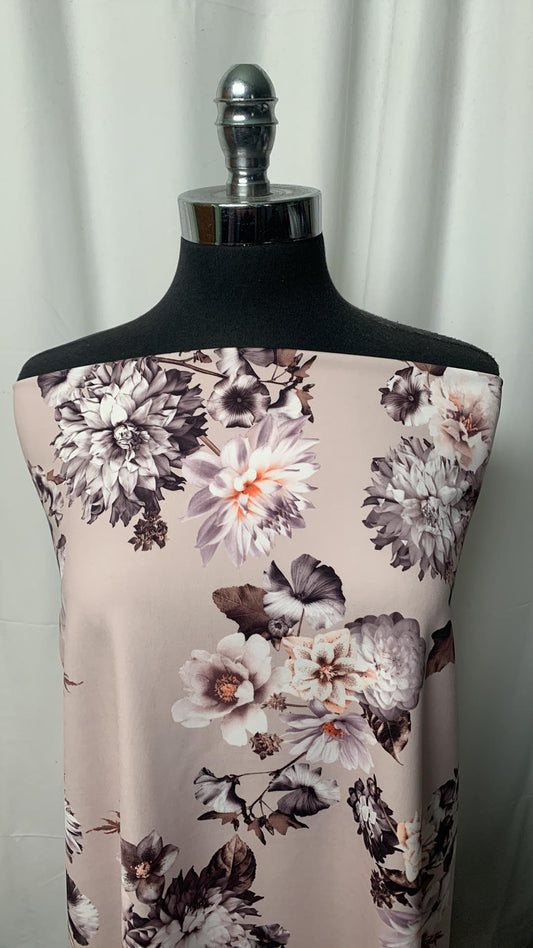 Taupe Floral - Performance - 2 Yard Cut