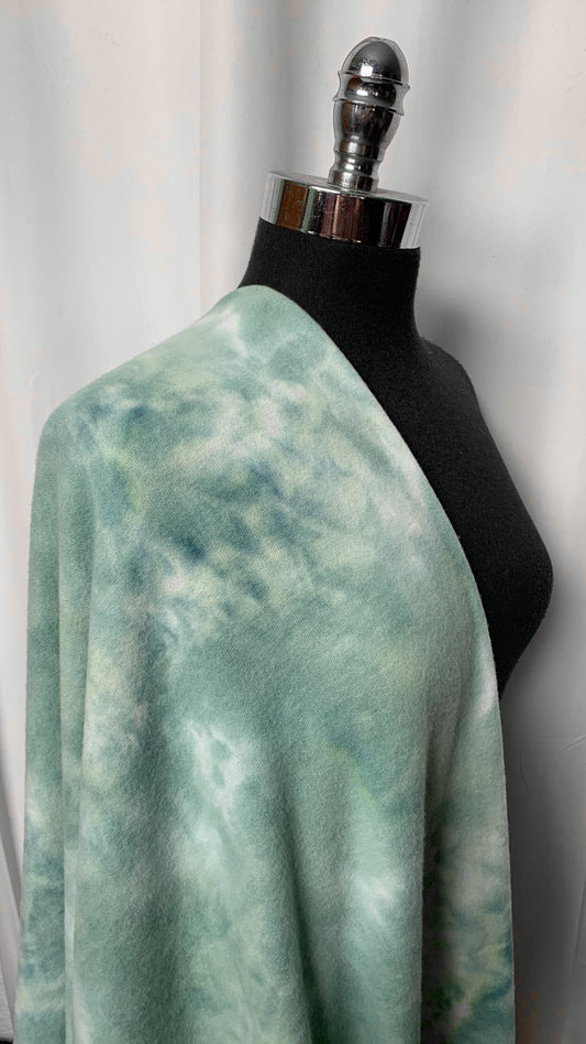 Sage Tie Dye - Brushed Hacci Sweater Knit - 3 Yard Cut