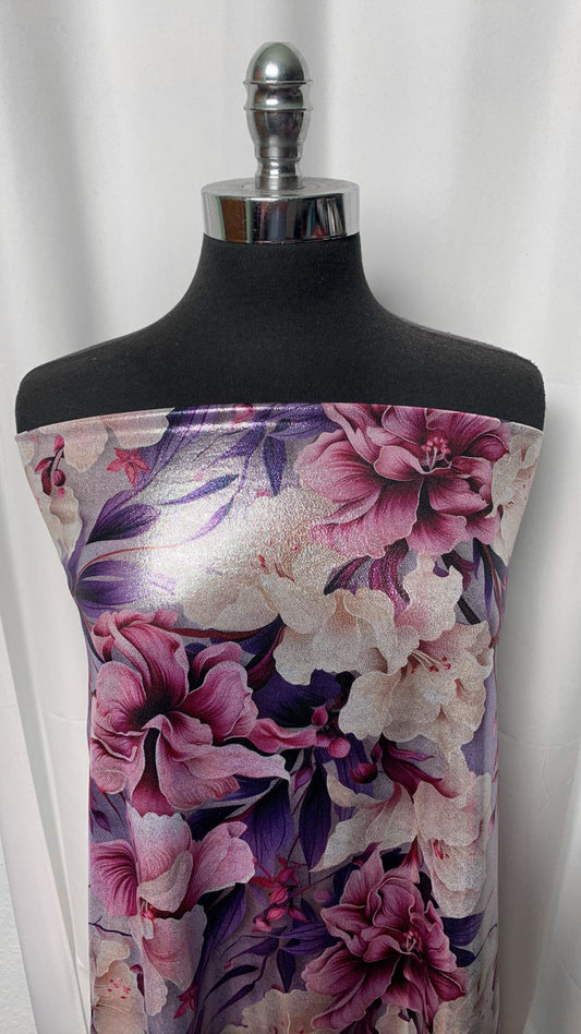 Purple Floral - Foil Performance - 2 Yard Cut