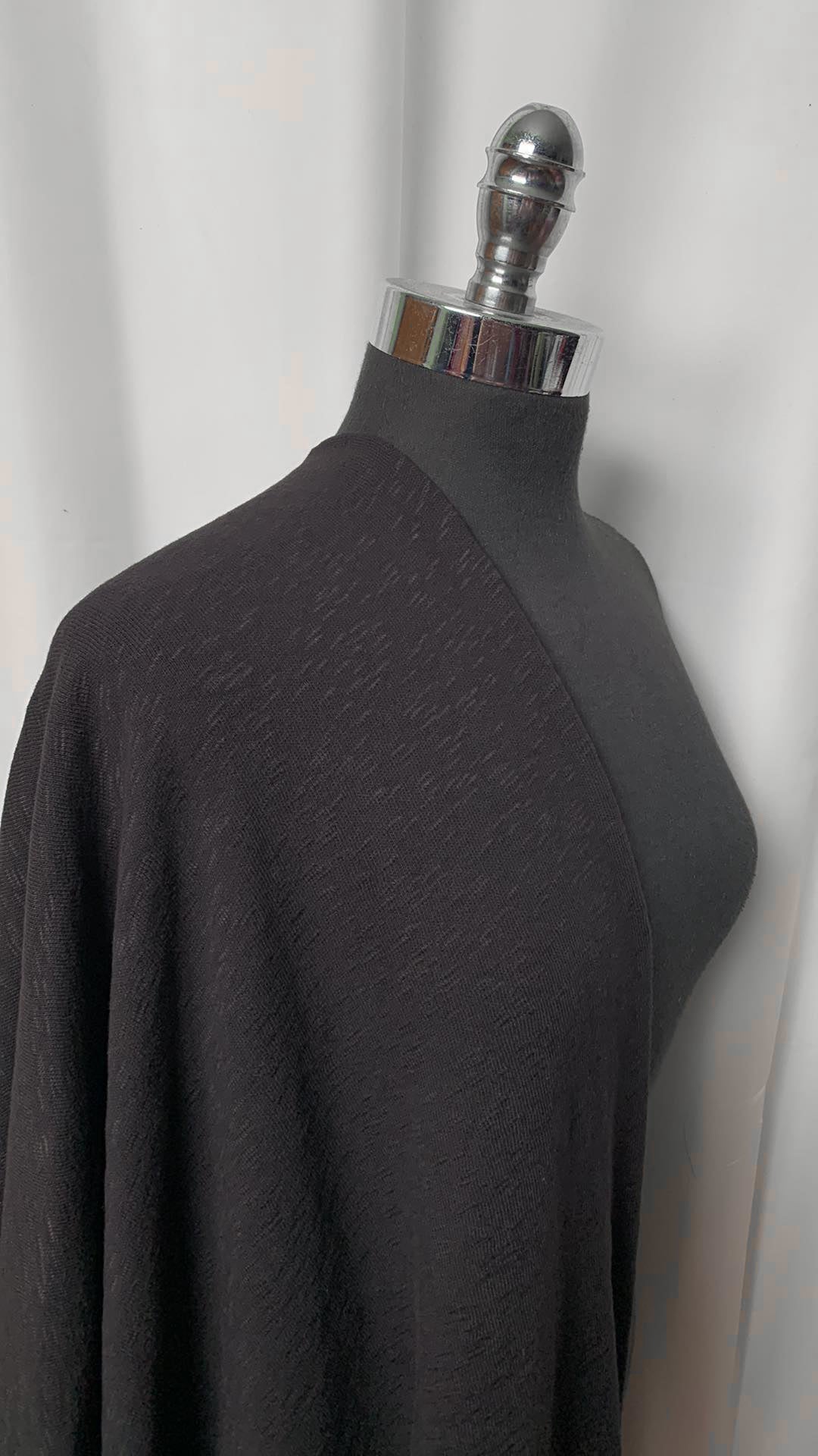 Black - 100% Cotton Heavy Slub Sweater Knit - 3 Yard Cut