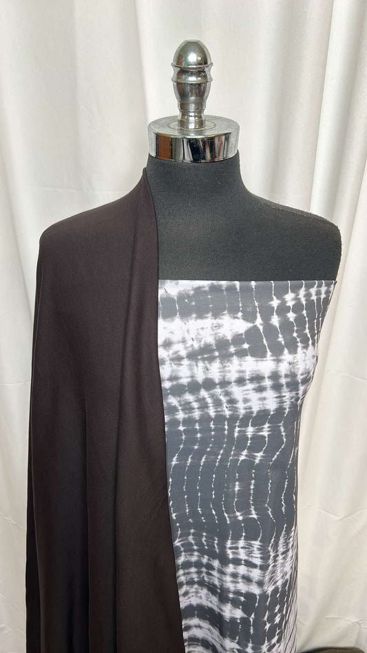 BLACK/SPINE DYE BUNDLE : 2YD Spine Dye Brushed PF & 2YD Black Pima Cotton Interlock : A26396
