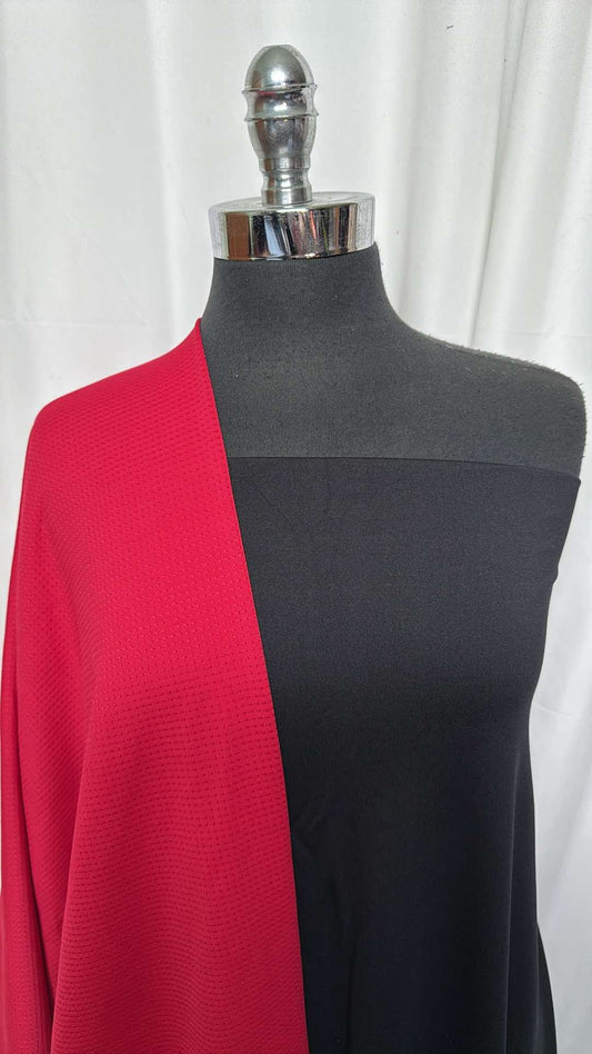 BLACK/RED BUNDLE : 2YD Black Brushed-Back PF & 2YD Red PF Mesh : A27168