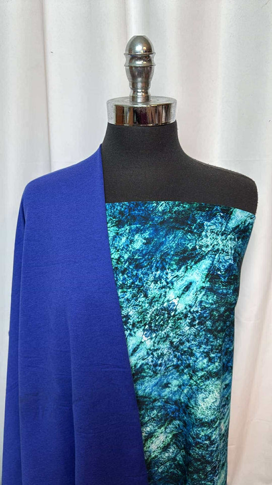 SAPPHIRE/ABSTRACT BLUES BUNDLE : 1YD Sapphire Peached PF & 2YD Abstract Blues N/S : A26927