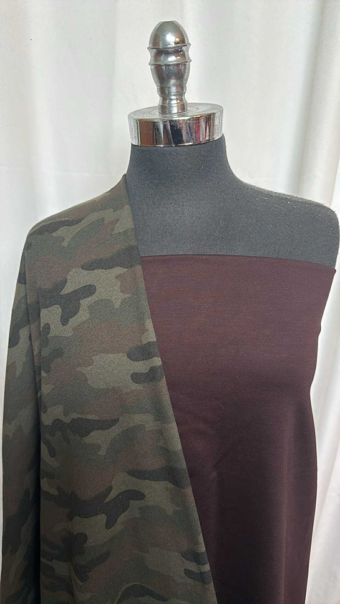 BROWN/CAMO BUNDLE : 2YD Brown Japanese Ponte & 2YD Camo Sweatshirt Fleece : A27914