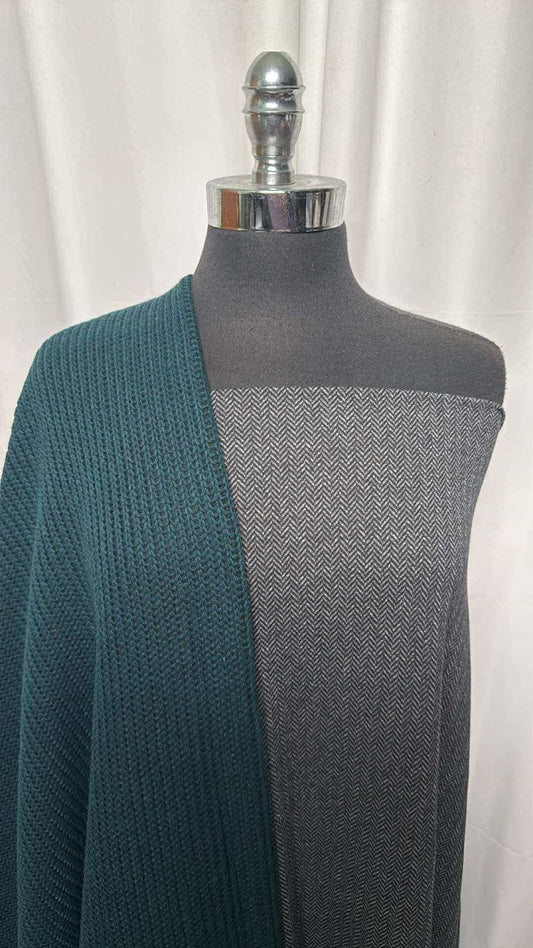 TEAL/CHARCOAL HERRINGBONE BUNDLE : 2YD Charcoal Herringbone Jacquard PF & 2YD Teal Heavy Flat-Back SK : A26551