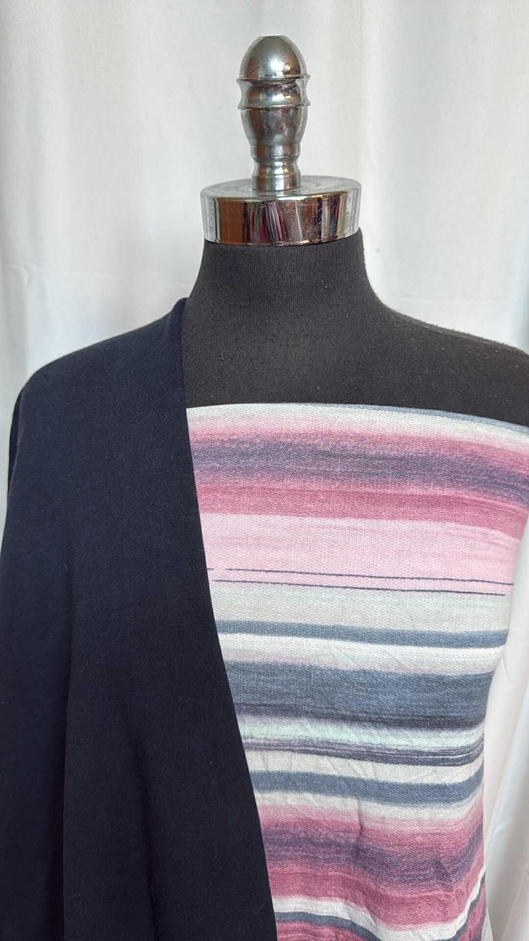 NAVY/STRIPE BUNDLE : 1.5YD Navy Heavy Brushed C/S FT & 1.5YD Stripe PRS FT : A28631