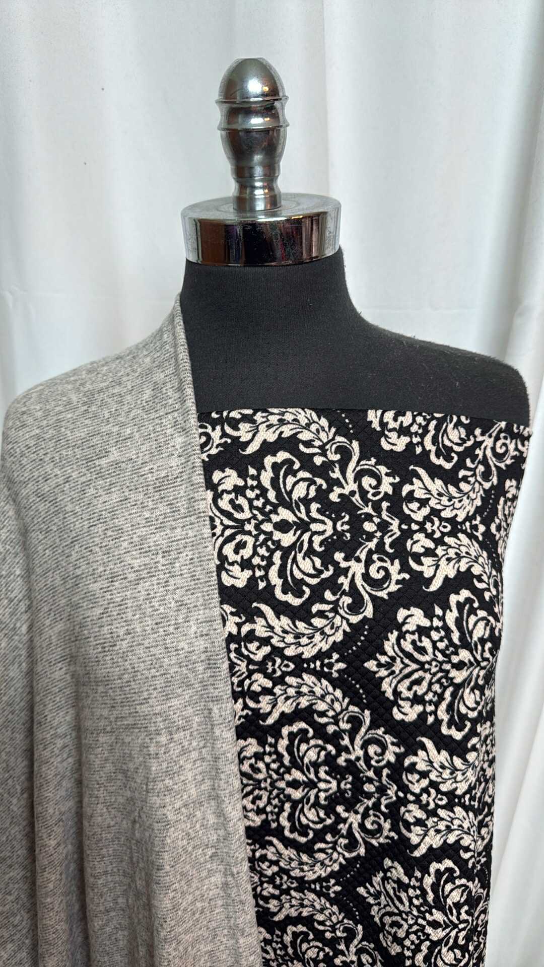 GREY/DAMASK BUNDLE : 2YD Damask Quilted & 2YD Grey Brushed Hacci SK : A28335