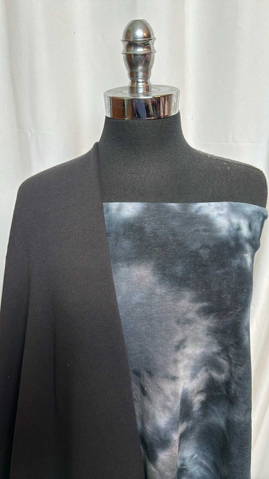 CHARCOAL/TIE DYE BUNDLE : 1YD Tie Dye C/P FT & 2YD Charcoal Sweatshirt Fleece (72" Wide) : A28293