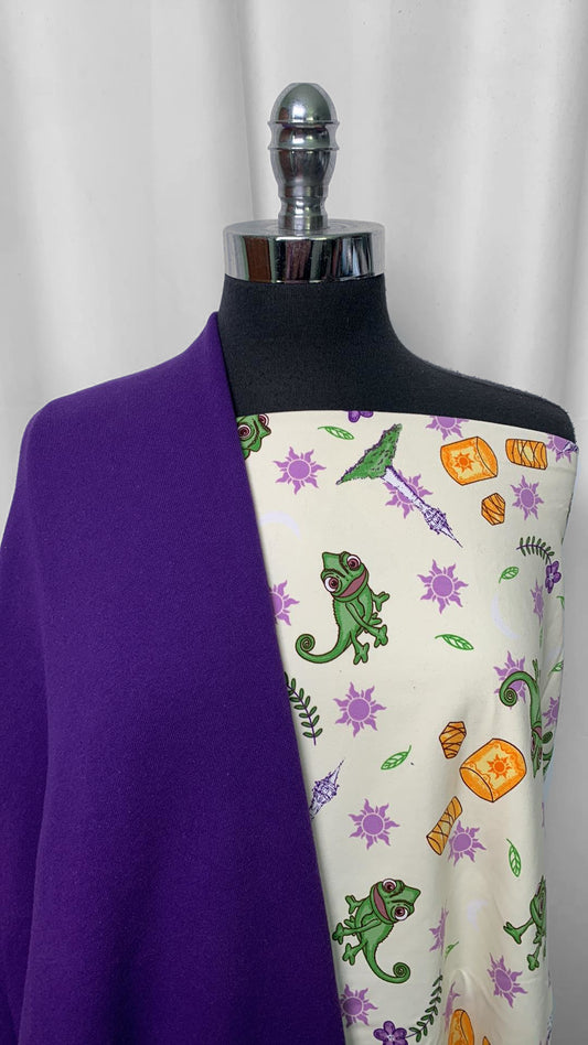 PURPLE/PASCAL BUNDLE : 1+YD Pascal C/S & 2.5YD Purple Sweatshirt Fleece : A2179