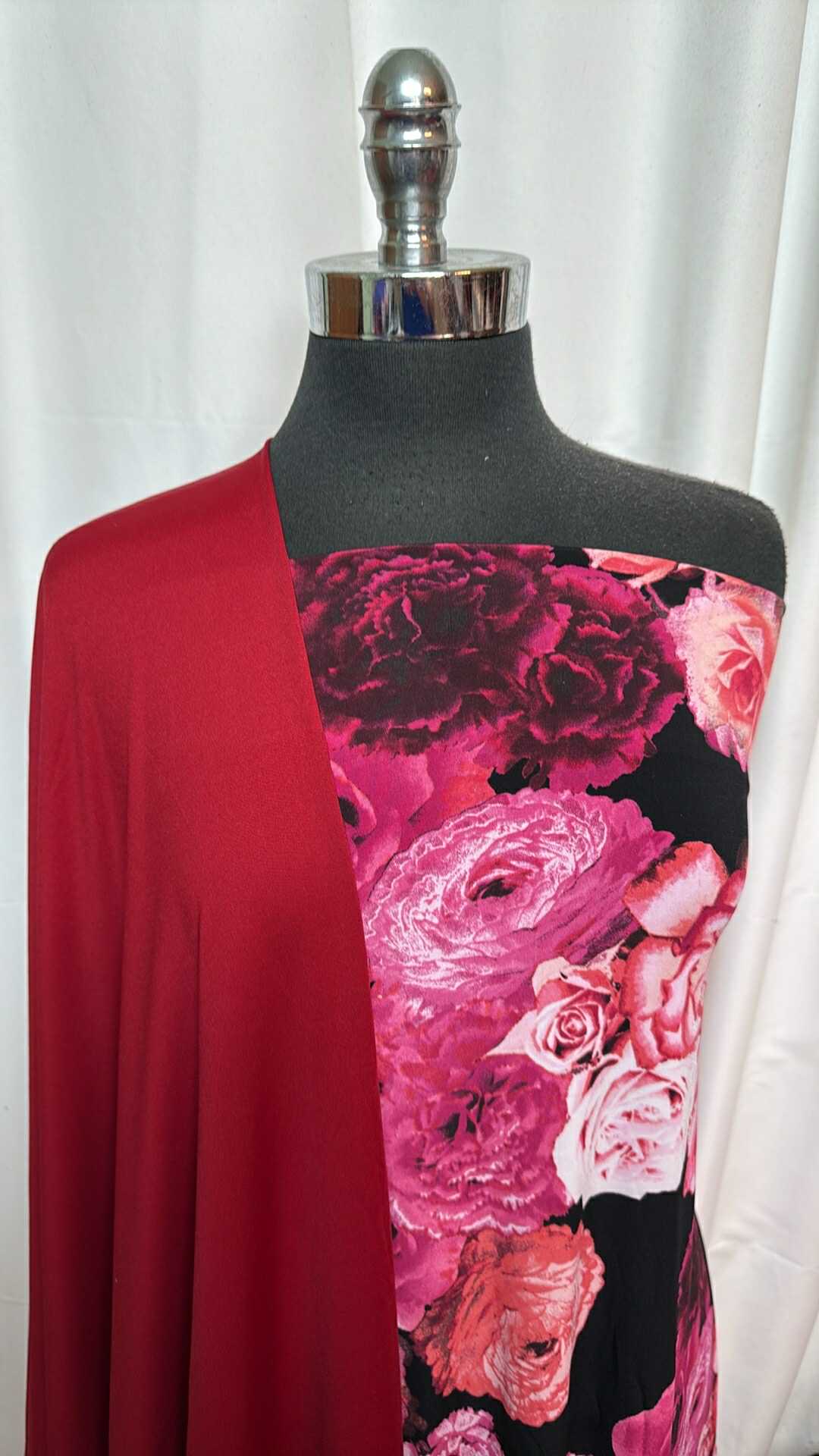 RED/FUCHSIA FLORAL BUNDLE : 1YD Fuchsia Floral ITY & 2YD Red Yoga PF : A27721