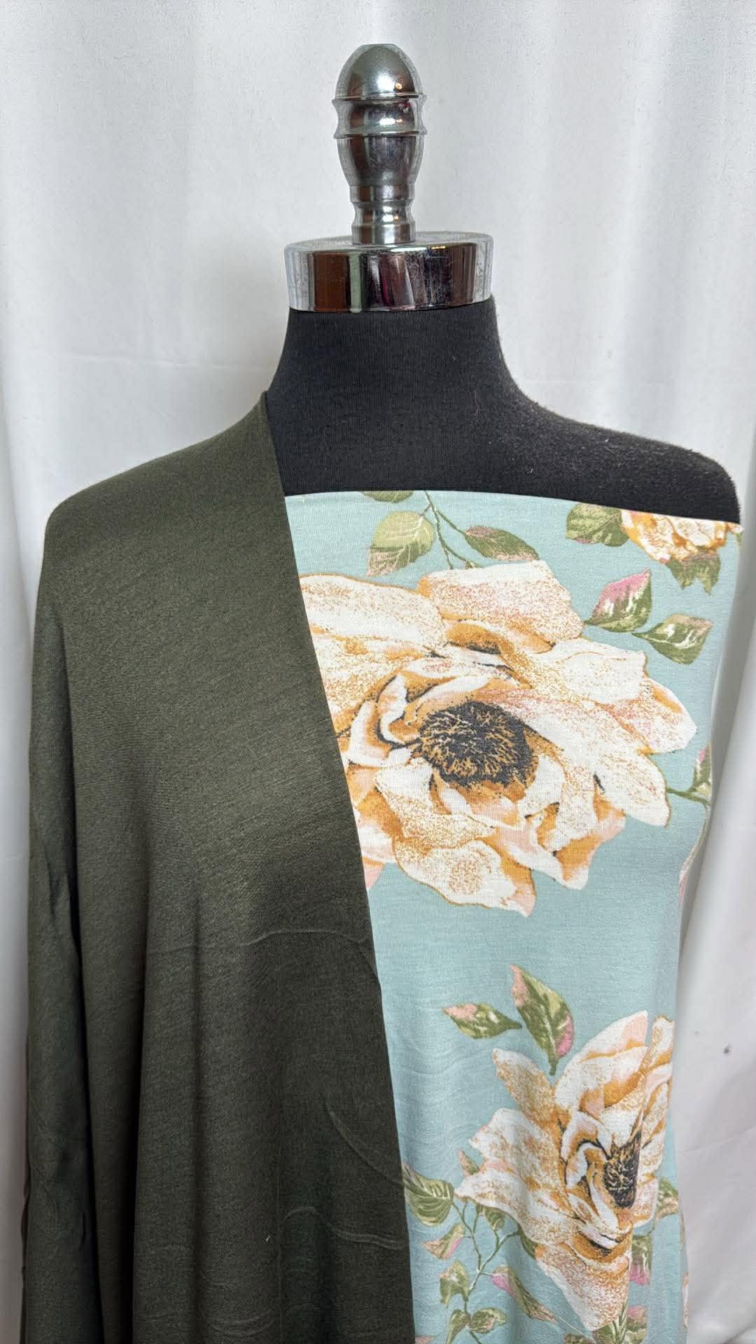 OLIVE/FLORAL BUNDLE : 1+YD Floral PRS Jersey & 2YD Olive PRS FT : A30137