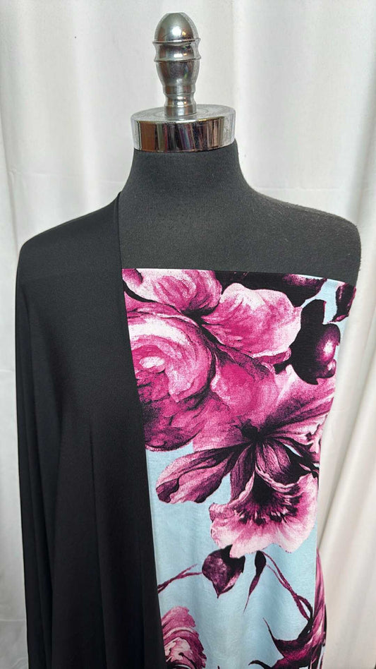 BLACK/BIG FLORAL BUNDLE : 2YD Black Venezia & 2YD Big Floral Bulgari : A28094