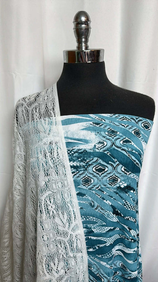 ABSTRACT/WHITE LACE BUNDLE : 3YD Abstract P/S & 2YD White Lace : A29556