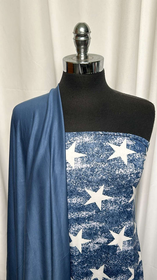BLUE/GRUNGE STAR BUNDLE : 2YD Blue R/S & 2YD Distressed Star Modal : A26344