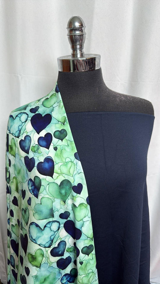 NAVY/EMERALD AFFECTION BUNDLE : 2YD Navy Supplex & 2YD Emerald Affection Peached PF : A29967