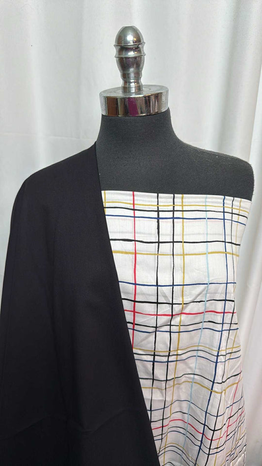 BLACK/LINES BUNDLE : 2YD Lines Cotton Woven & 3YD Black Stretch Twill : A27968