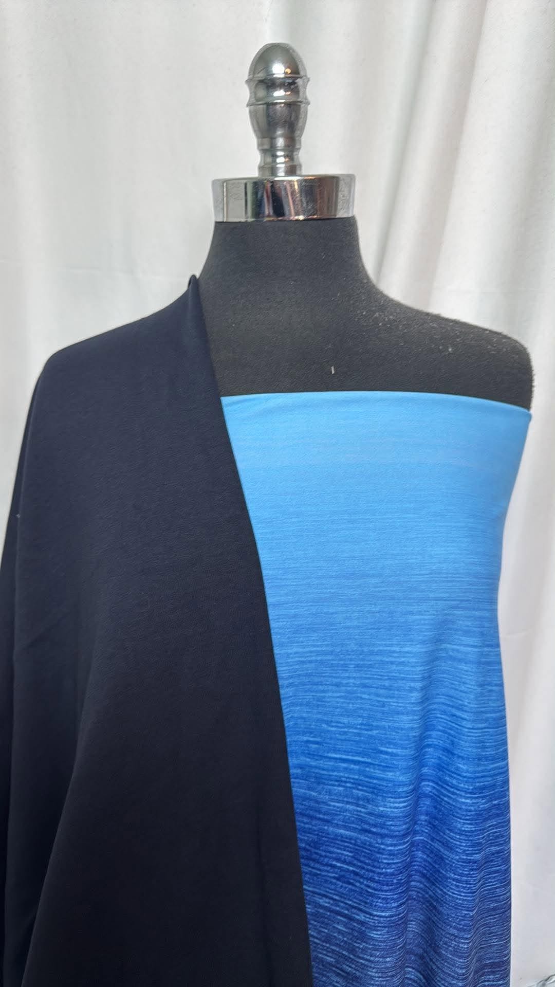NAVY/BLUE OMBRE BUNDLE : 2YD Blue Ombre Single-Brushed PF & 2YD Navy Heavy 1x1 Rib C/S : A30713