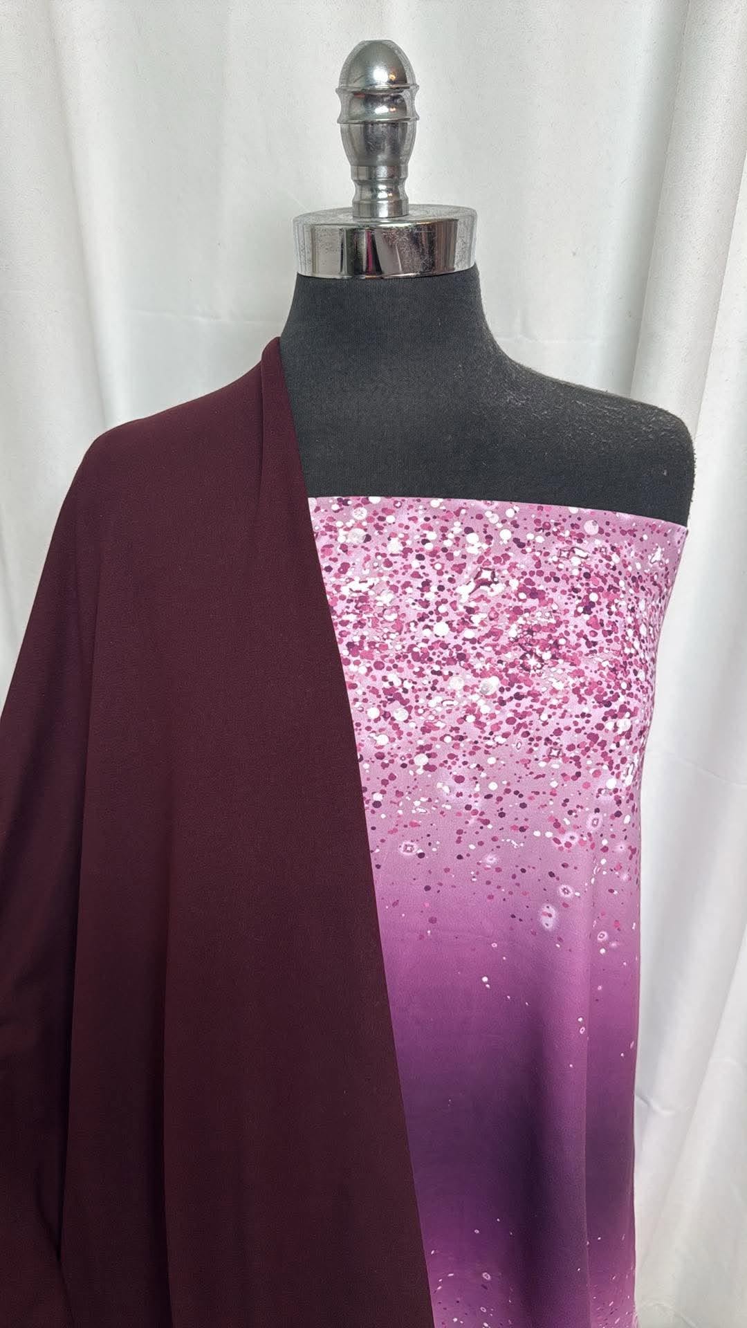 OMBRE/WINE BUNDLE : 1YD Ombre Glitter Single-Brushed PF & 2YD Wine Single-Brushed PF : A30551