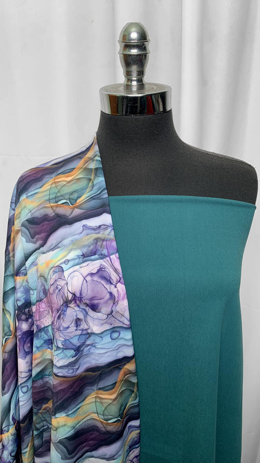 TEAL GEODE BUNDLE : 1+YD Teal Geode Sport Fleece & 1.5YD Dusty Aqua Peached PF : A25465