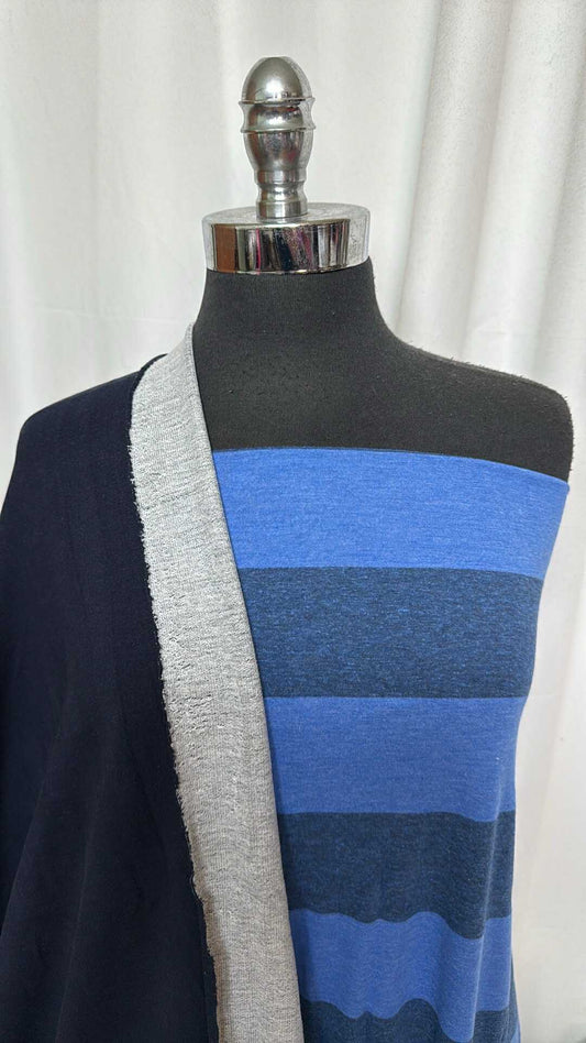 NAVY/BLUE STRIPE BUNDLE : 2+YD "Denim" C/S FT & 2YD Blue Wide Stripe C/P : A28685