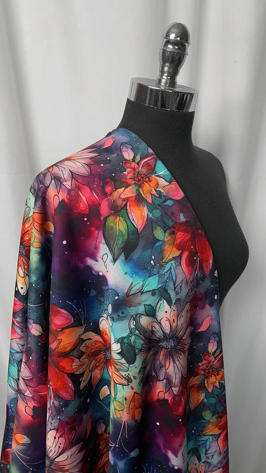 Bright Watercolor Floral - Sport Fleece - 3 Yard Cut