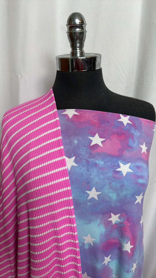 STRIPE/TIE DYE STAR BUNDLE : 2YD Tie Dye Star DBP & 2YD Stripe P/S Rib (36" Wide) : A29690