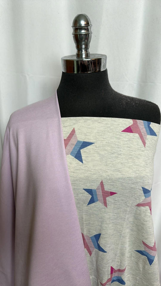 LILAC/GREY STAR BUNDLE : 1YD Heather Grey Star PRS FT & 1YD Lilac Peached PF : A29998
