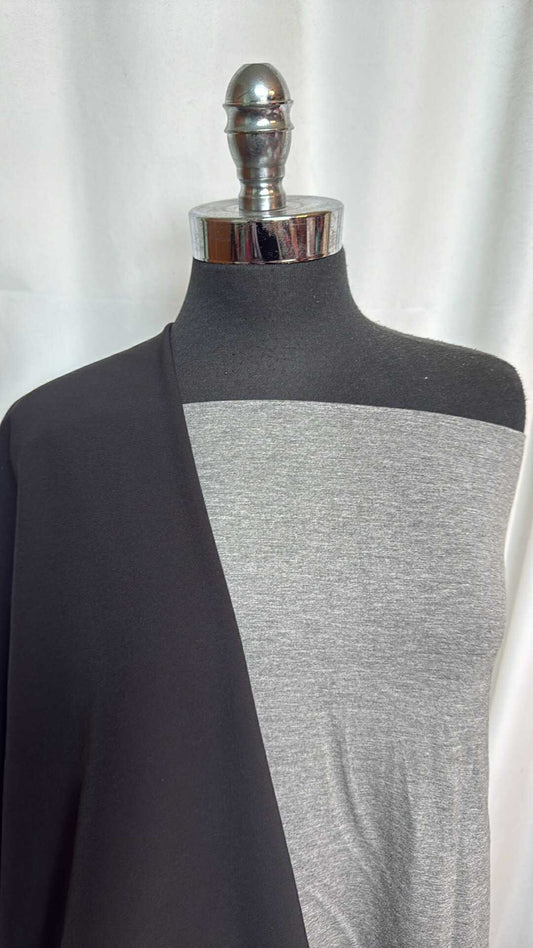 BLACK/GREY BUNDLE : 2YD Heather Grey Bamboo C/S FT & 2YD Black Softshell : A28625