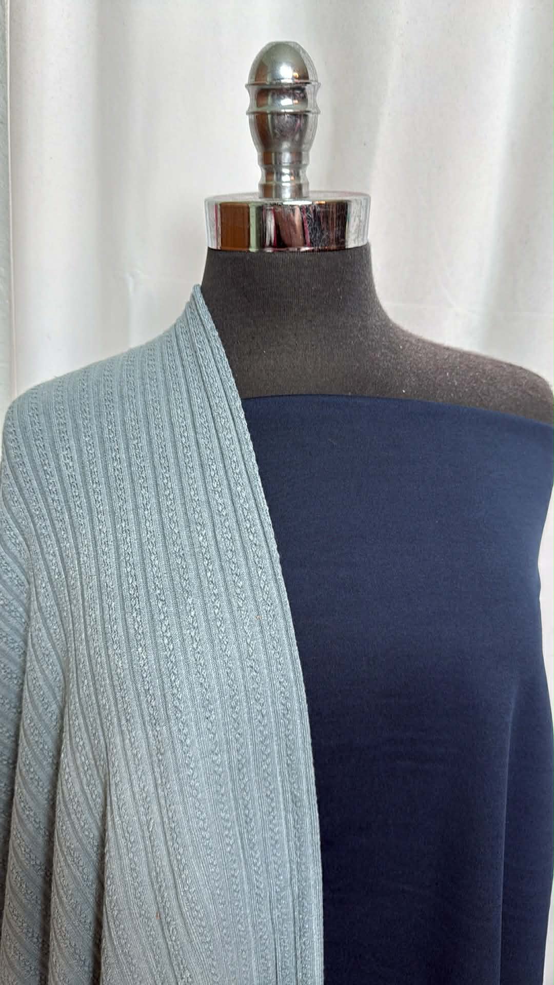 NAVY/FANCY SWEATER BUNDLE : 1.5YD Navy Peached PF & 1.5YD C/S Fancy Rib SK (70" Wide) : A29817