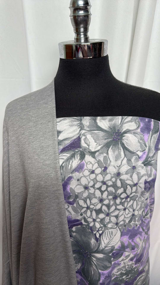SILVER/PURPLE FLORAL BUNDLE : 2YD Purple Floral PRS FT & 1YD Silver Foil PRS FT : A27313