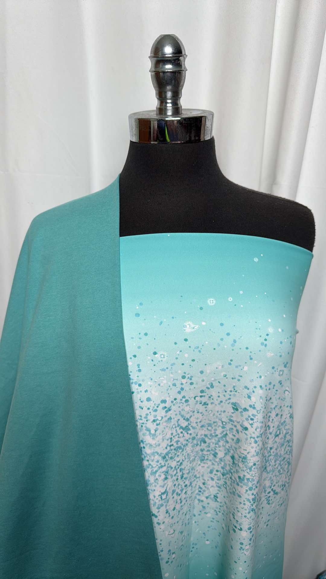 AQUA/OMBRE BUNDLE (Small Flaw) : 2YD Ombre Single-Brushed PF (See Descr.) & 1.5YD Aqua Peached PF : A27132