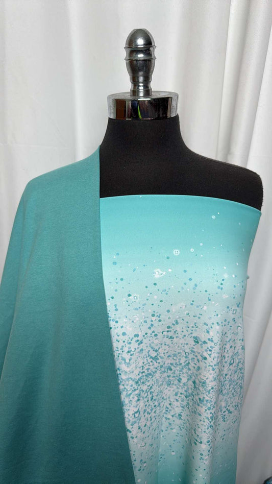 AQUA/OMBRE BUNDLE (Small Flaw) : 2YD Ombre Single-Brushed PF (See Descr.) & 1.5YD Aqua Peached PF : A27132