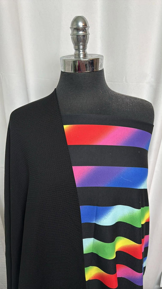 BLACK/RAINBOW STRIPE BUNDLE : 2YD Rainbow Stripe Single-Brushed PF & 2YD Black PF Mesh : A30191