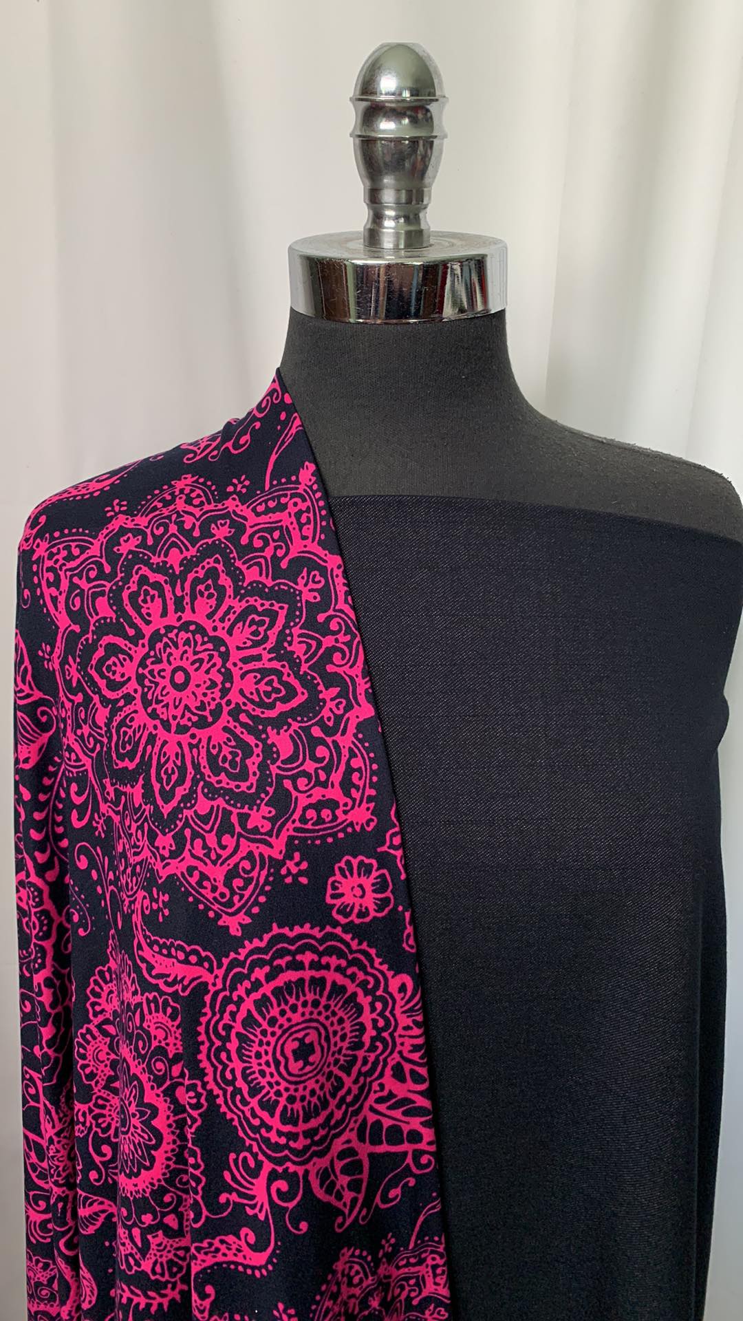PINK MANDALA BUNDLE : 2YD Pink Mandala DBP & 2YD Black Knit Denim : A1990