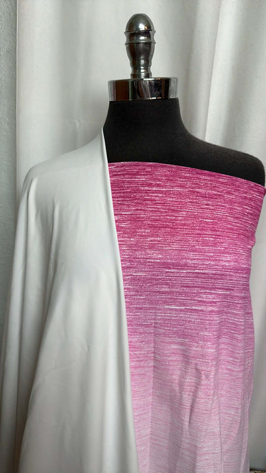 WHITE/PINK OMBRE BUNDLE : 2YD Pink Ombre Single-Brushed PF & 2YD White Wicking Lining : A29842