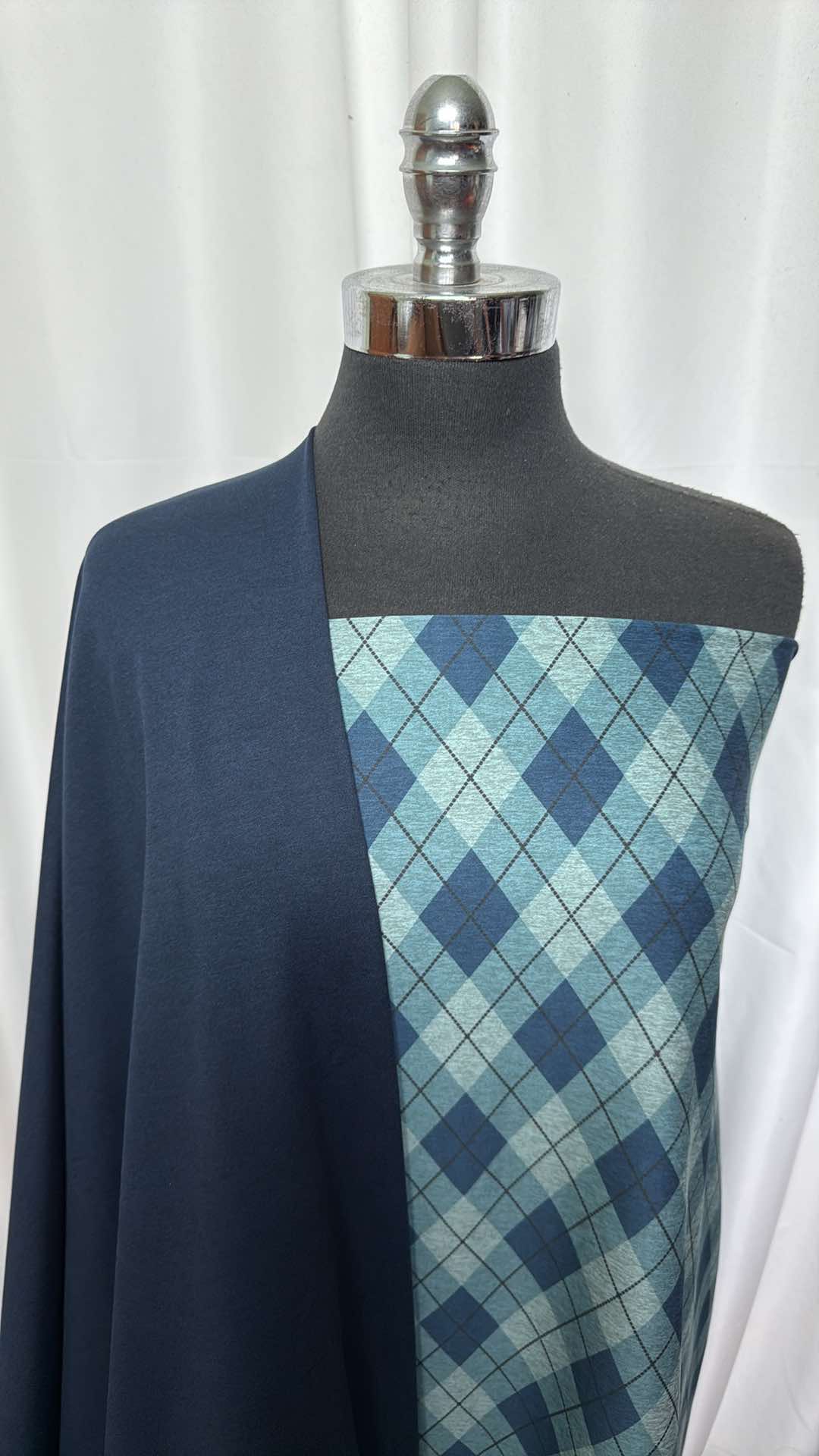 NAVY/ARGYLE BUNDLE : 2YD Navy Peached PF & 1.5YD Argyle Peached PF : A26834