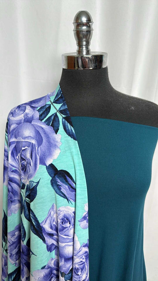 TEAL/MINT FLORAL BUNDLE : 2YD Teal DBP & 1YD Mint Floral Bulgari : A29214